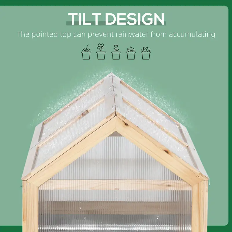 versatile outdoor garden bed with detachable polycarbonate greenhouse 48x24x32 raised wooden cold frame for vegetables herbs flowers weather resistant ventilated details 6