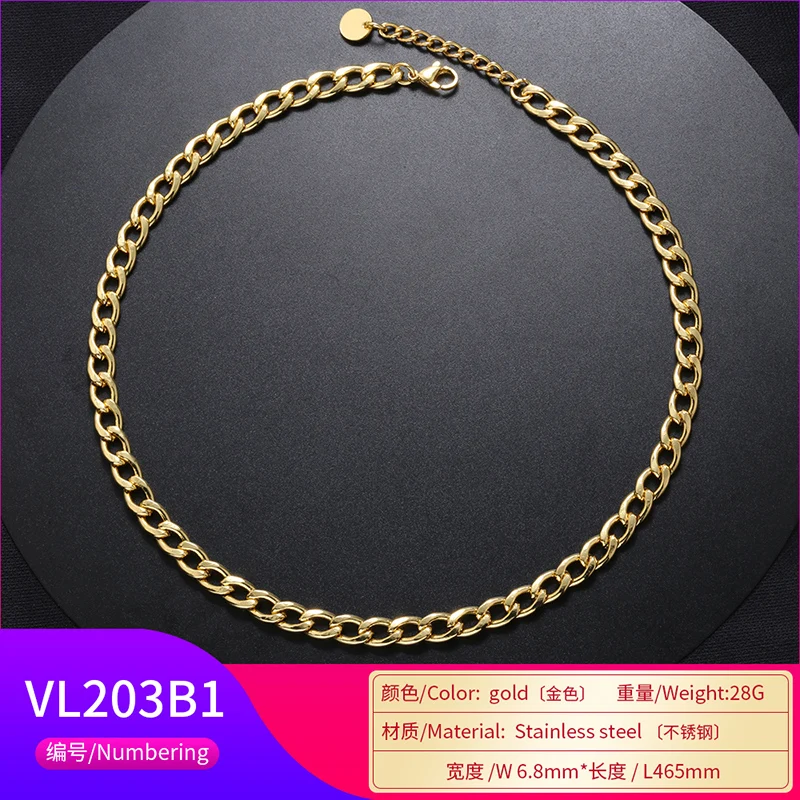 ZHUKOU NEW Gold color Stainless Steel Necklace for women Punk women Necklace Fashion Women Jewelry Wholesale VL203