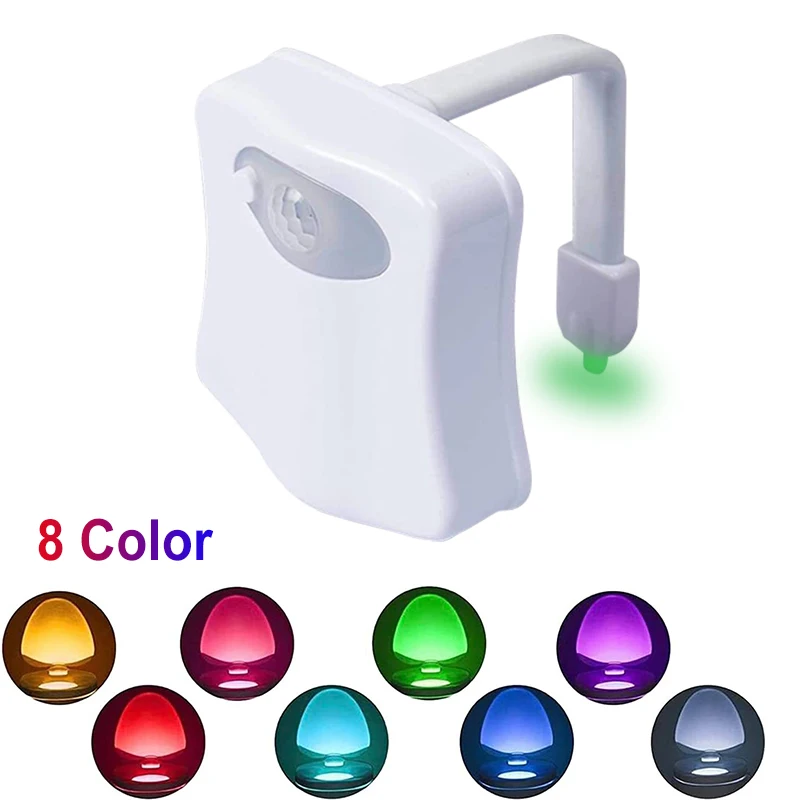 ZhangJi 8-Color Toilet Night Light Motion Sensor Activated Bathroom LED Bowl Nightlight Toilet Smart Sensor Light WC Accessories