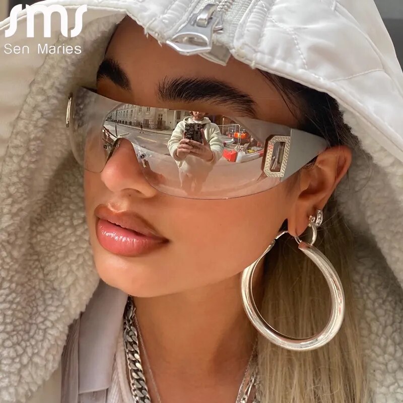 Luxury Brand Y2k Sunglasses New Women Sport Punk Sun Glasses Men Trends 2000's Shades Eyewear Goggle Lady UV Letter Eyeglasses