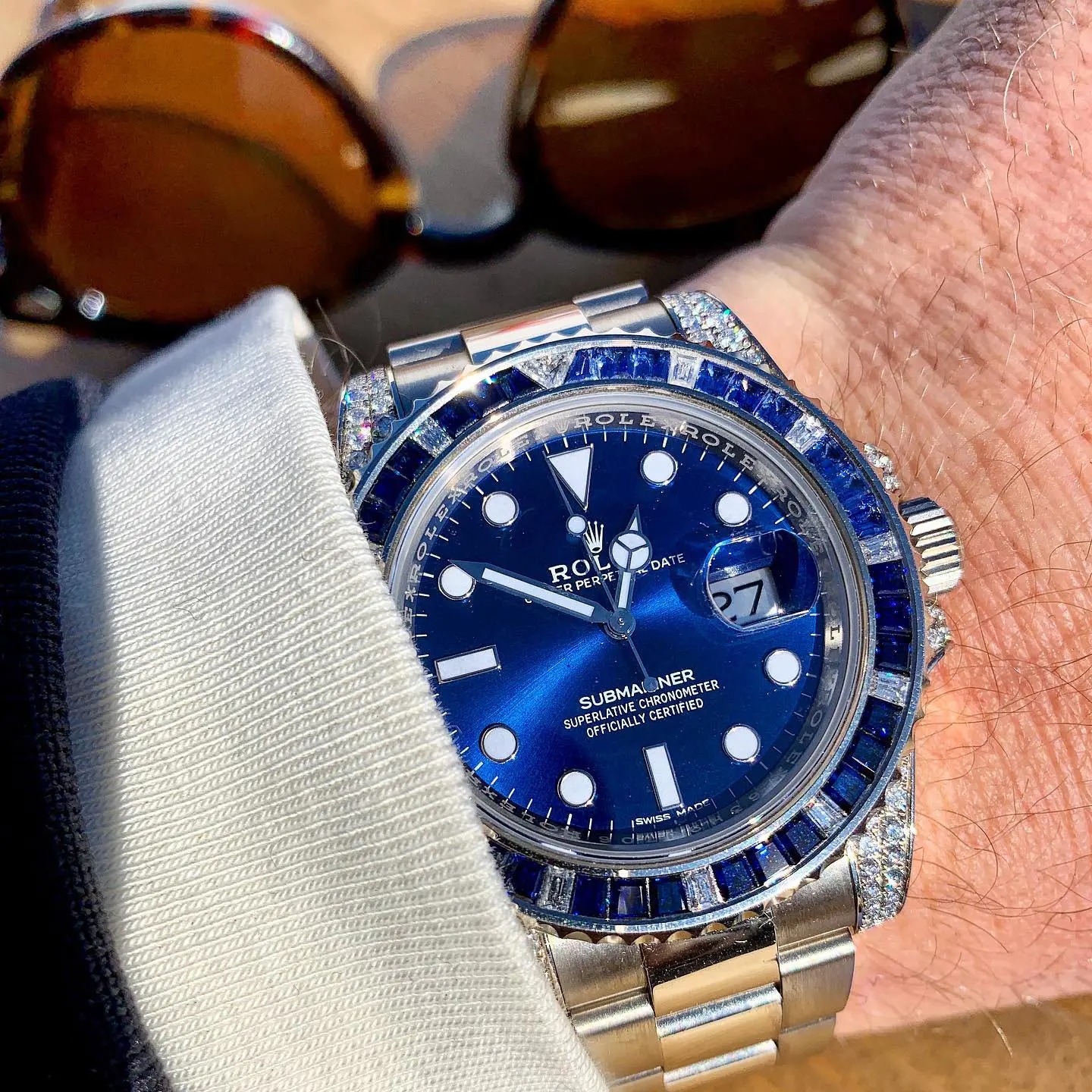 Rolex Submariner Date 116659 SABR 18K White Gold Diamonds Sapphires UNWORN