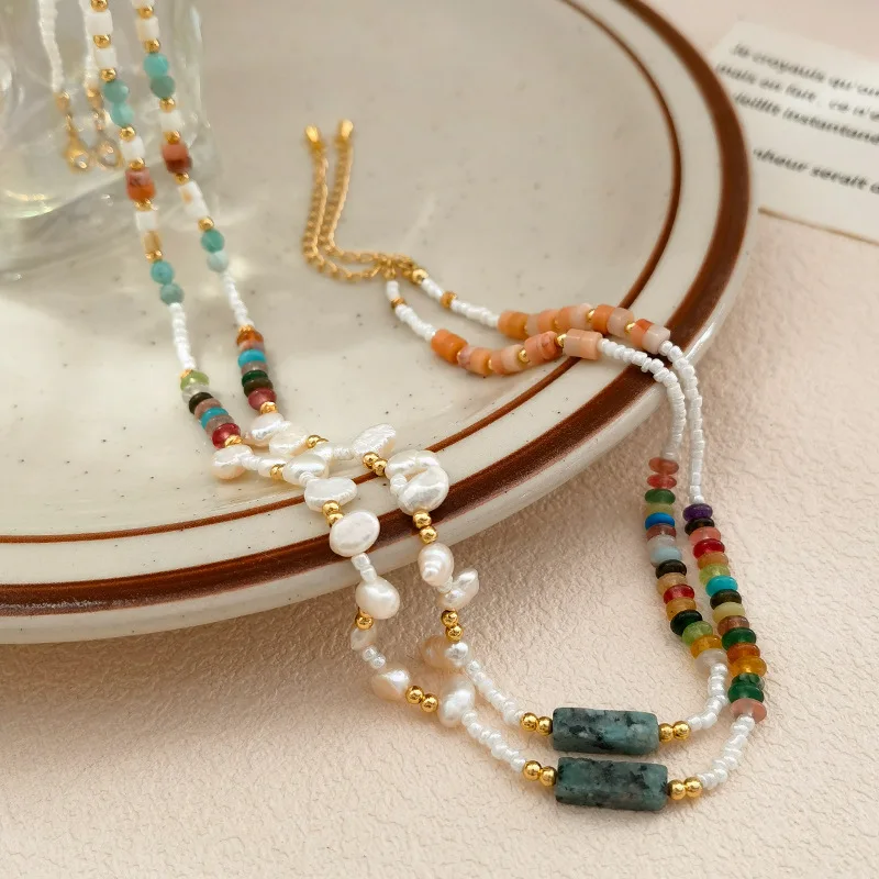 Trendy Jewelry Vintage Temperament Irregular Pearl Stone Beads Necklace For Women 2023 Trend New Popular Accessories