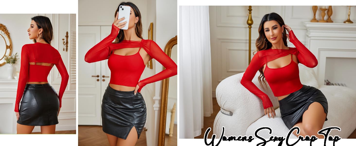 RED CROP TOP FOR WOMEN