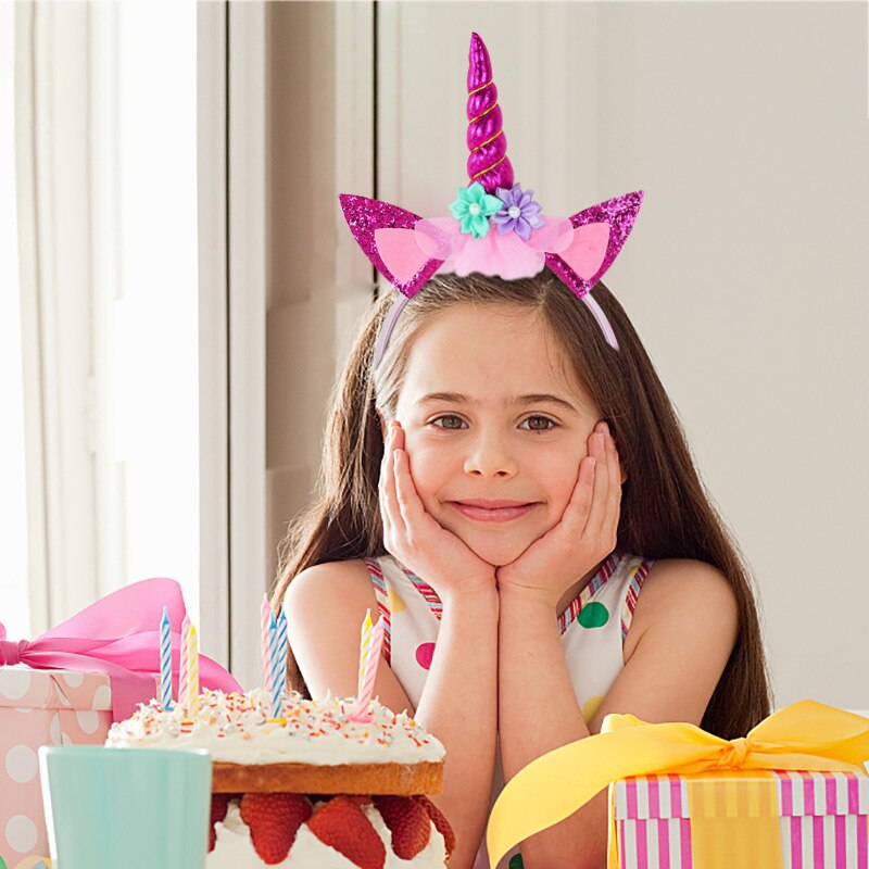 1pc Unicorn Headband Baby Shower Birthday Girl Headwear Party Hair Hoop Hairbands Children Hair Accessories Unicorn Party Decor