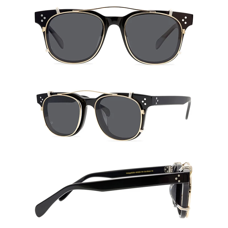 Belight Optical  Women Men Classical American Style UV400 Vintage Retro Acetate Clip on Sunglasses with Case Oculos OV5236