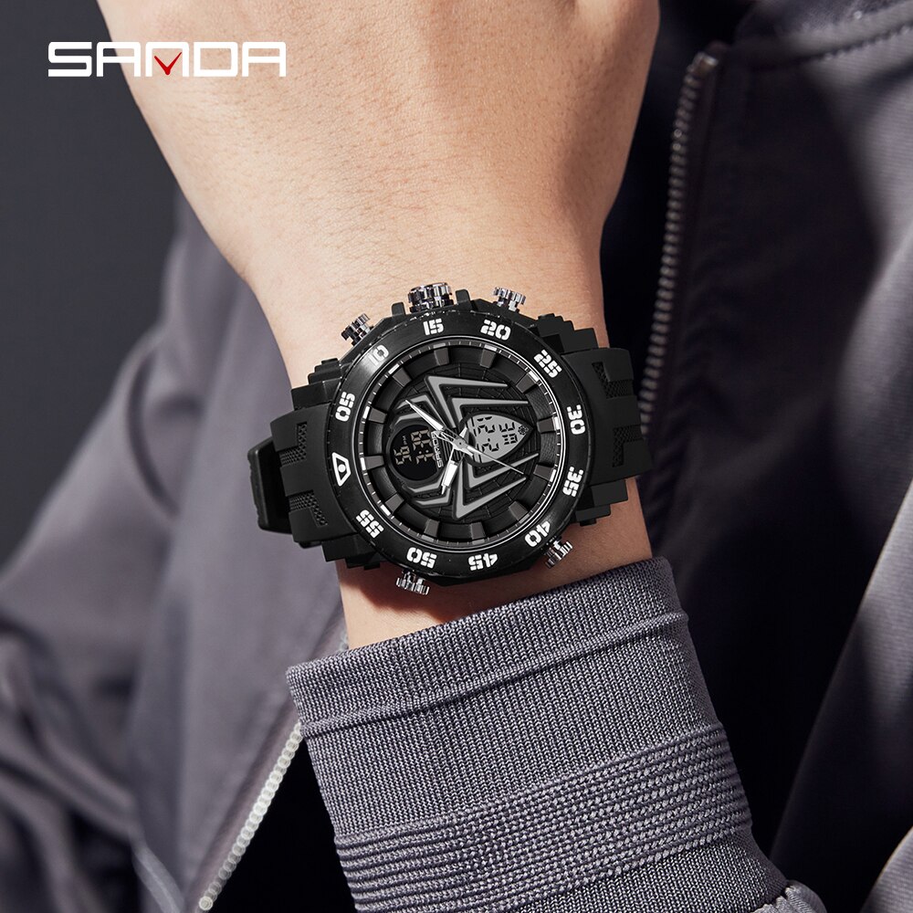 SANDA Men's Watches Sport Military Quartz Watch 50M Waterproof Wristwatch for Male  Clock Stopwatch Relogios Masculino 6111