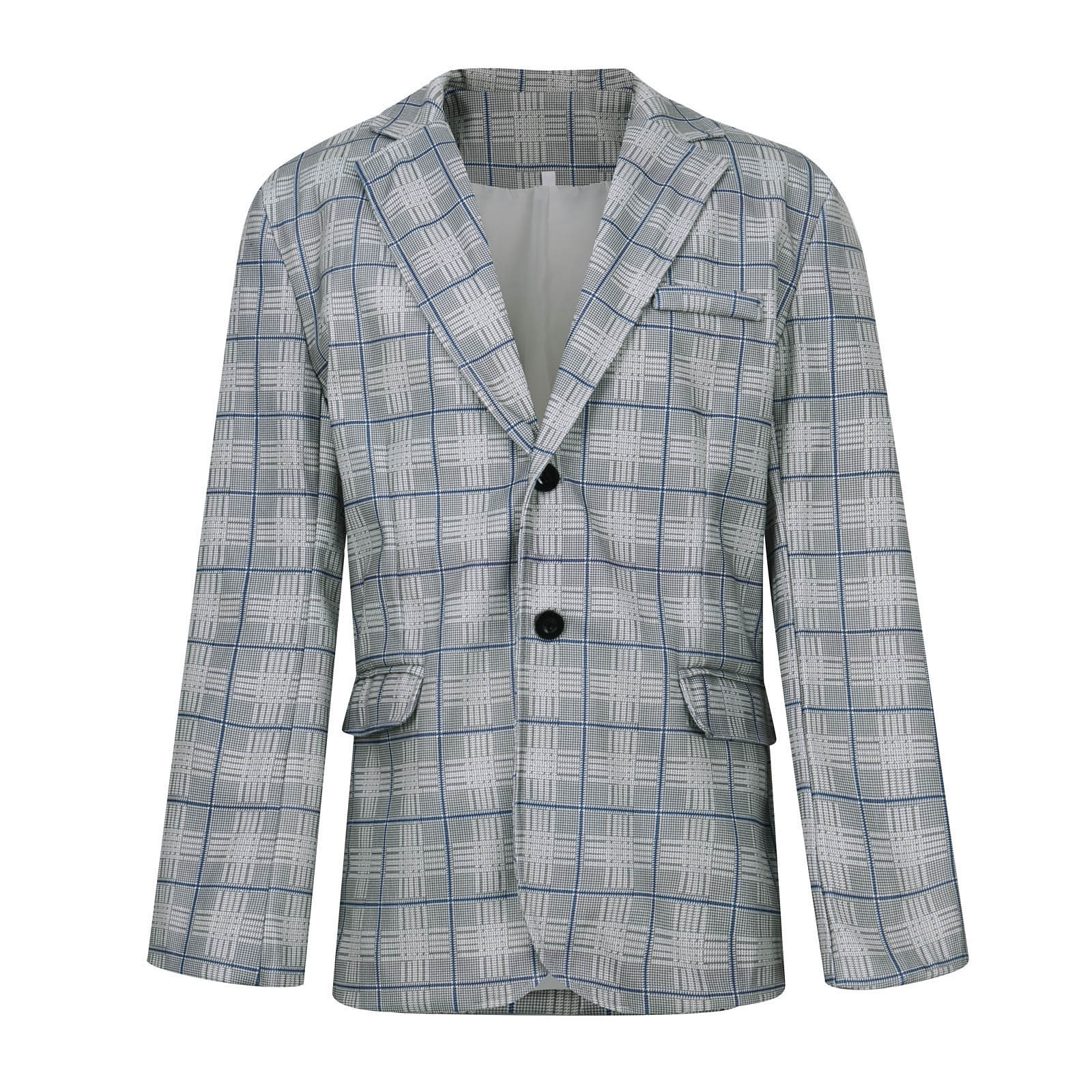 Men's Jacket Blazer Engagement Party Cocktail Attire Breathable Pocket Fall Winter Plaid / Check Business 1920s Turndown Regular Regular Fit Brown Gray Jacket 2024 - US $41.99 –P4