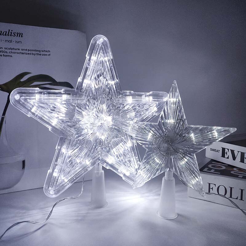 Christmas Tree Top Star Lights Christmas Tree Decor Ornaments Battery Power Garland Noel New Year Christmas Decorations for Home