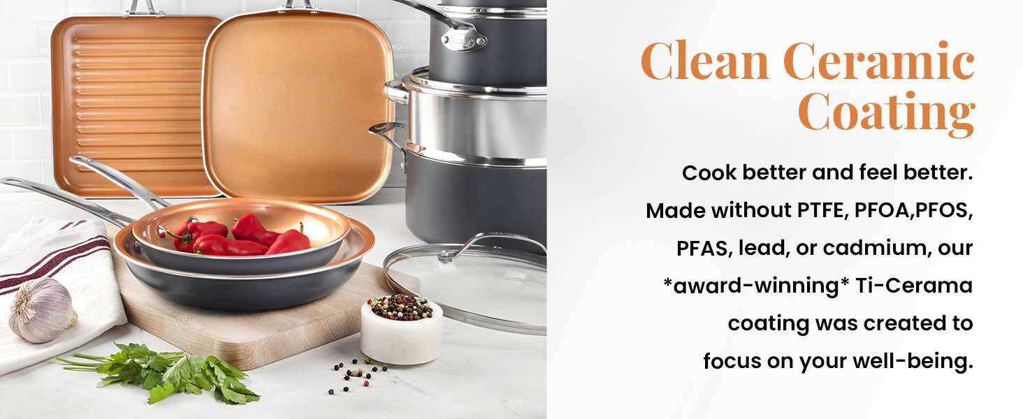 Copper Pots and Pans Set Nonstick Cookware Set, Pot and Pan Set, Kitchen Cookware Sets, Ceramic