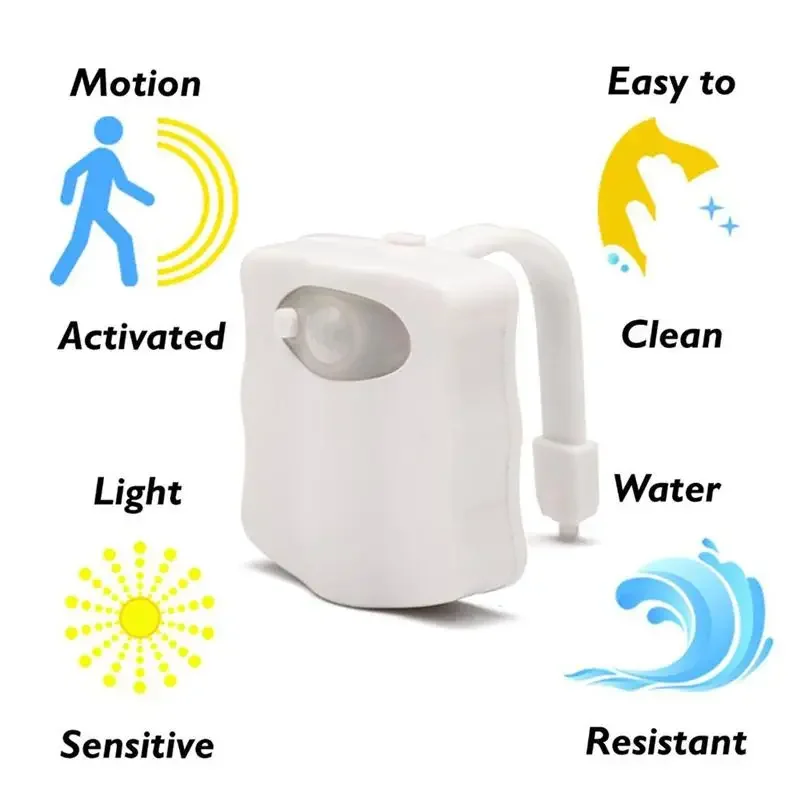 Smart PIR Motion Sensor Toilet Seat Night Light 8/16 Colors Waterproof Backlight For Toilet Bowl LED Lamp WC Toilet Light