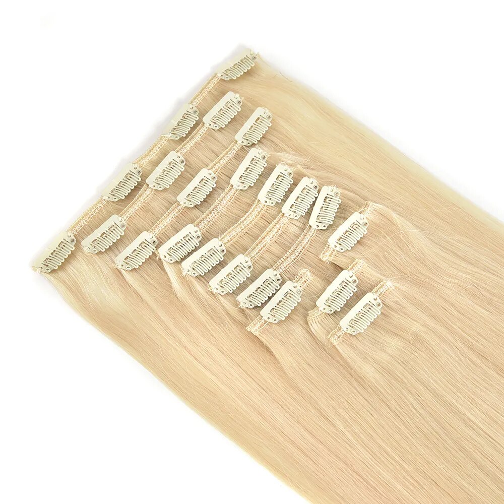 Straight Clip In Real Human Hair Natural Extensions Hair Extension Full Head Brazilian Clip on Hair Extension for Black Women