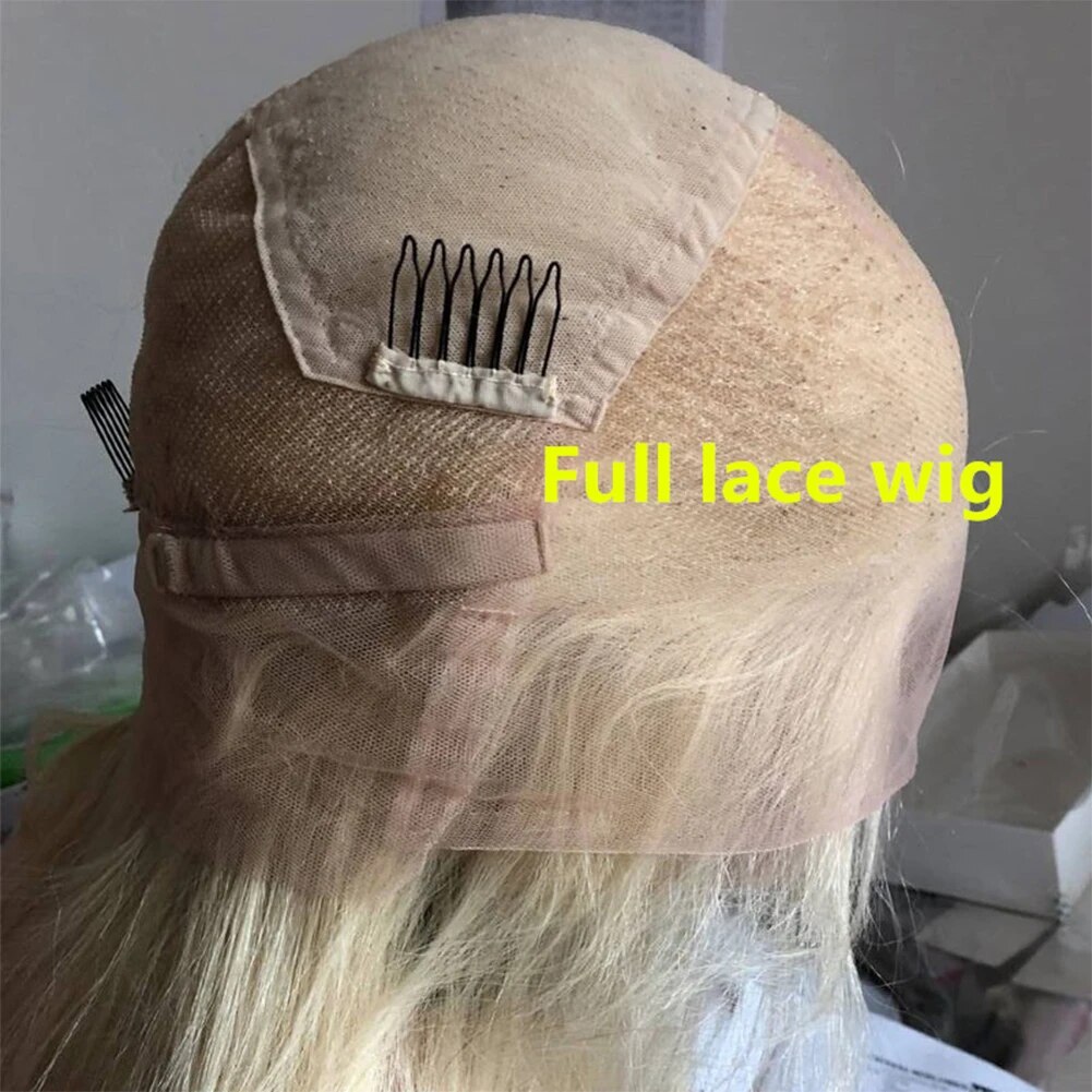 Buttercream Blonde Full Lace Wigs with Lowlights 100%Real Brazilian Wavy Human Hair Wigs Preplucked 13x6 Transparent HD Lace Wig