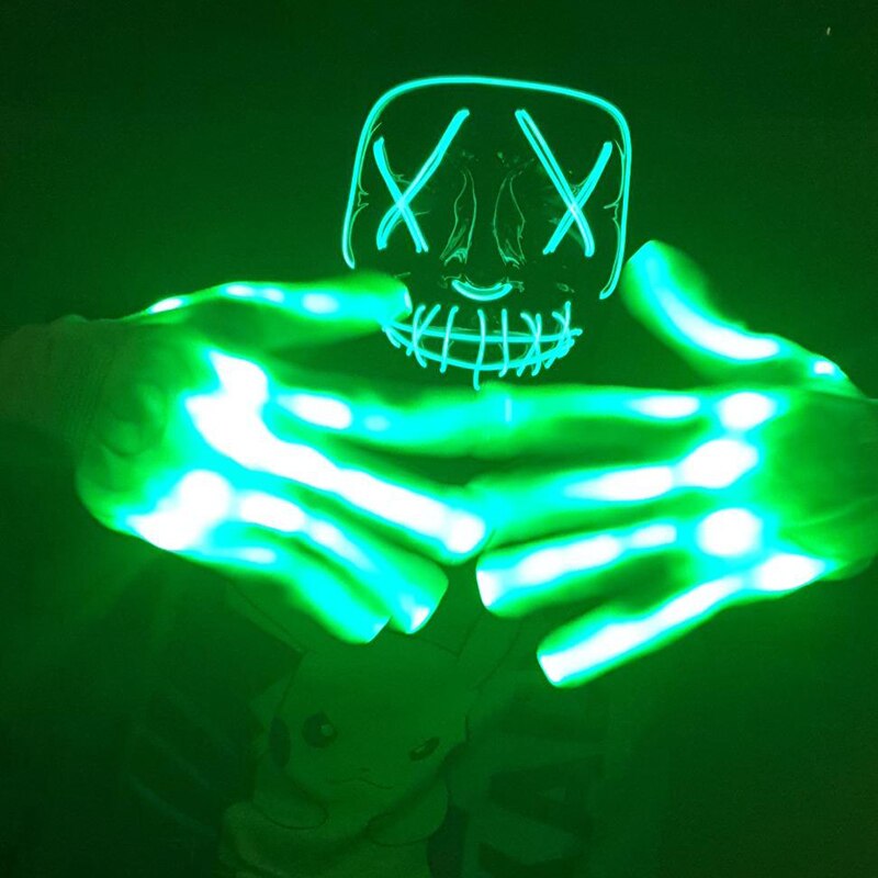 1Pair Neon Party supplies Fluorescent gloves Costume LED Light Up Hand Finger Halloween Dance Birthday Bar party Decor 