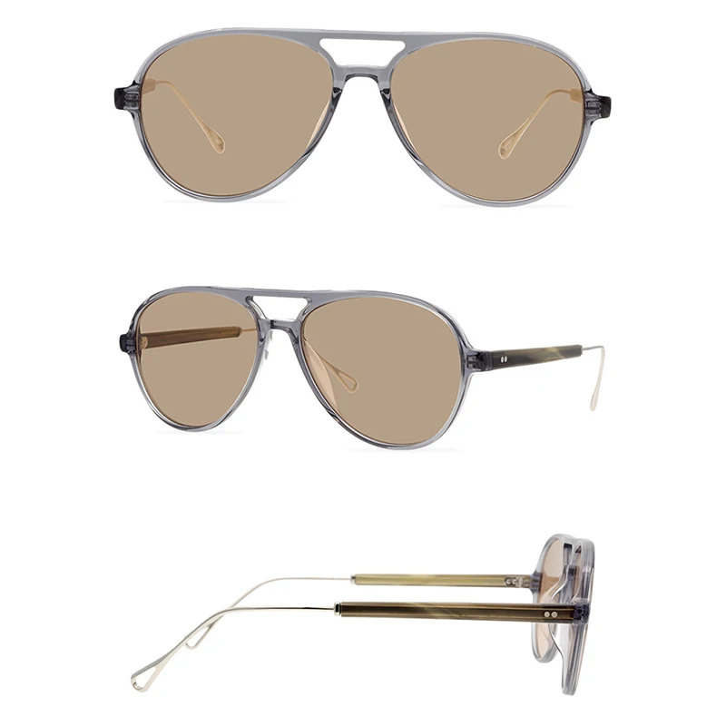 Belight Optical  Women Men UV400 Protection Pilot Shape Big Size Vintage Retro Acetate Sunglasses  with Case Oculos 9555