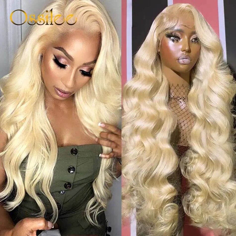 613 Blonde Lace Front Wigs Remy Brazilian Body Wave 13x4 Lace Front Human Hair Wigs Transparent Lace Wigs for Women 250% Density