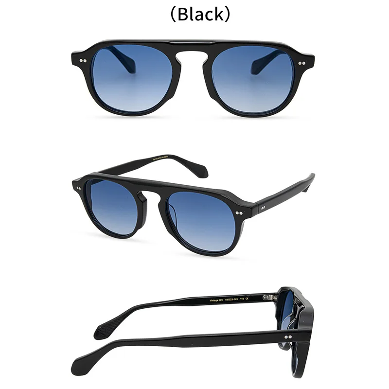 Belight Optical  Women Men UV400 Protection Shape Vintage Retro Grober Acetate Rivet Trim  Sunglasses with Case Oculos 529