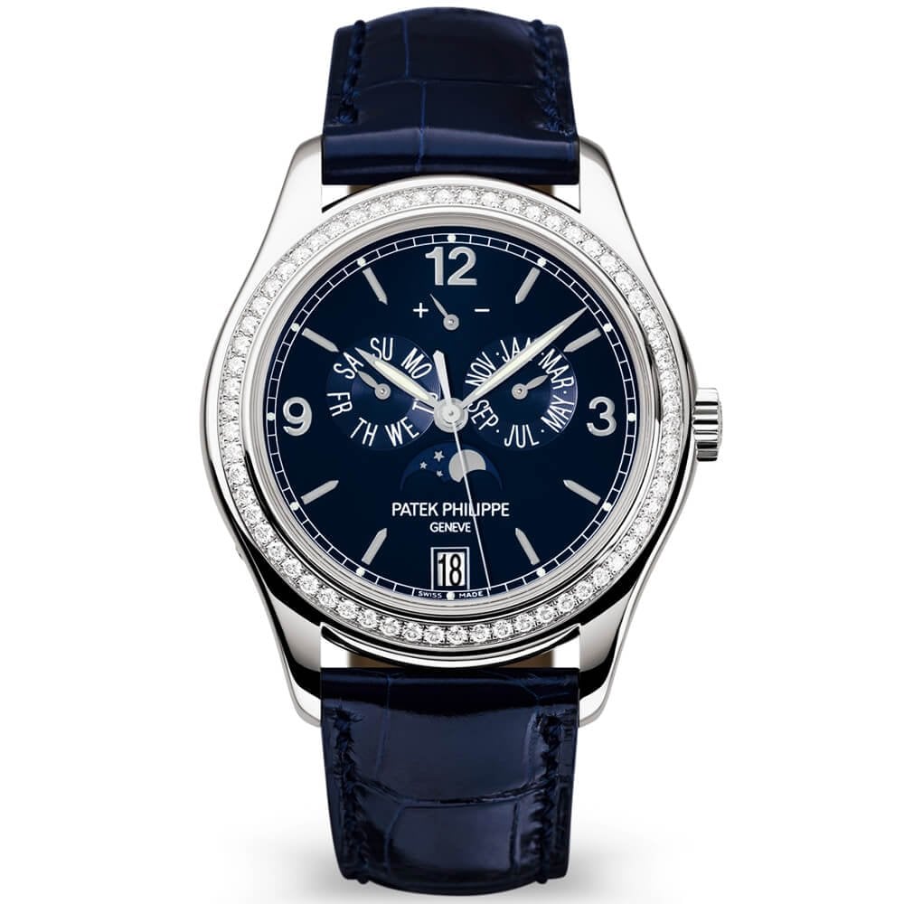 Patek Philippe Complications Annual Calendar Moonphase 39mm Diamond Bezel Watch