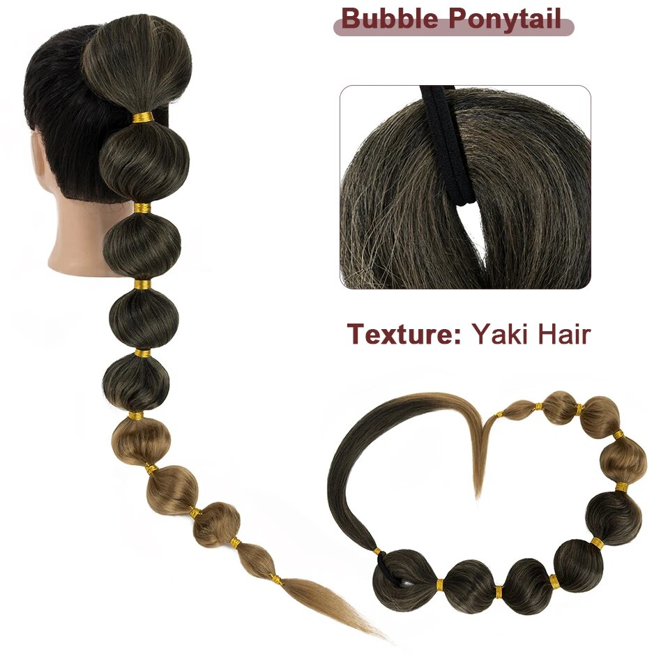 Benehair Synthetic 34inch Long Bubble Ponytail for Women Warp Around Ponytail Hair Extension Puff Braided Ponytail Extension