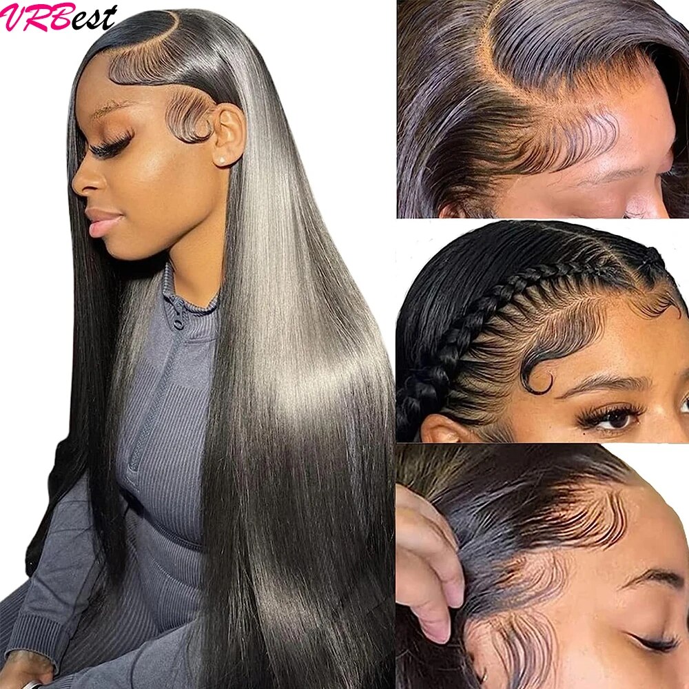 HD Transparent 30inch Straight Lace Frontal Wigs 12A Bob Wig Pre Plucked Glueless 13x4 Full Lace Front Human Hair Wigs For Women