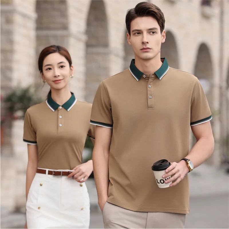 2024 New Business Polo Fashion Print Casual Men's and Women's Shirt Pattern Embroidery Company Group Polo Fashion Top