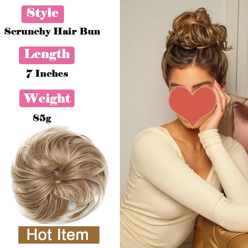 BENEHAIR Synthetic Messy Bun Scrunchy Hair Bun Fake Hair Women Chignon Elastic Hair Band Hairpieces For WomenUpdo Donut Chignon