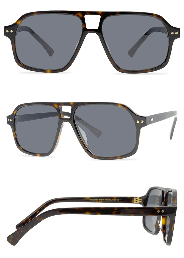 Belight Optical  Women Men UV400 Protection Pilot Shape Vintage Retro Acetate Yellow Lens Sunglasses  with Case Oculos 9556