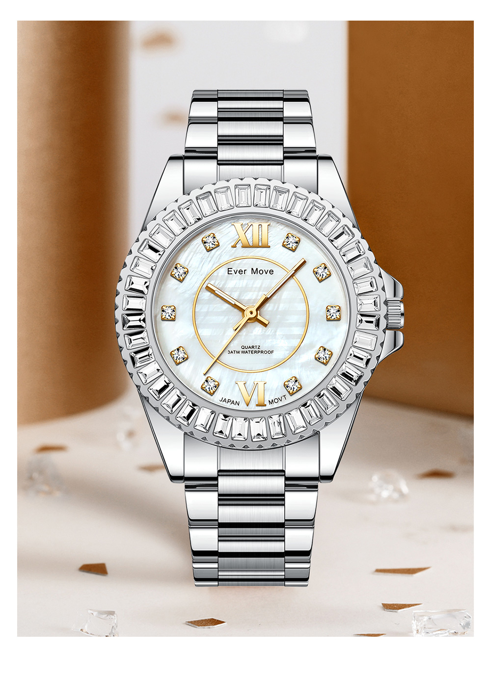 2022 Ever Move Women'S Luxury Fashion Watch Jewelry Diamond Japanese Movement Quartz Dress Watch