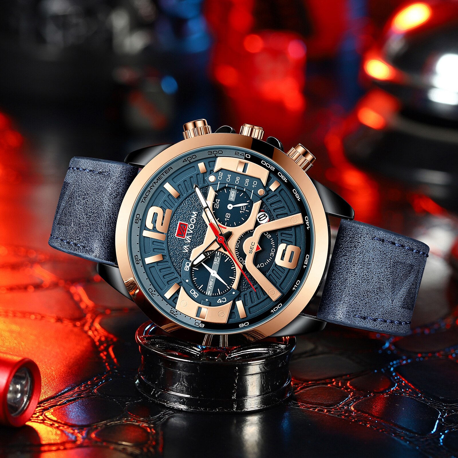 VAVA VOOM Leather Men Watche Luxury Top Brand Fashion Casual Dress Quartz Wristwatch Relogio Masculino Business Calendar Watches