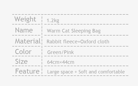 Super Warm Cat Bed Pet Sleeping Bag Nest with Removable Pillow