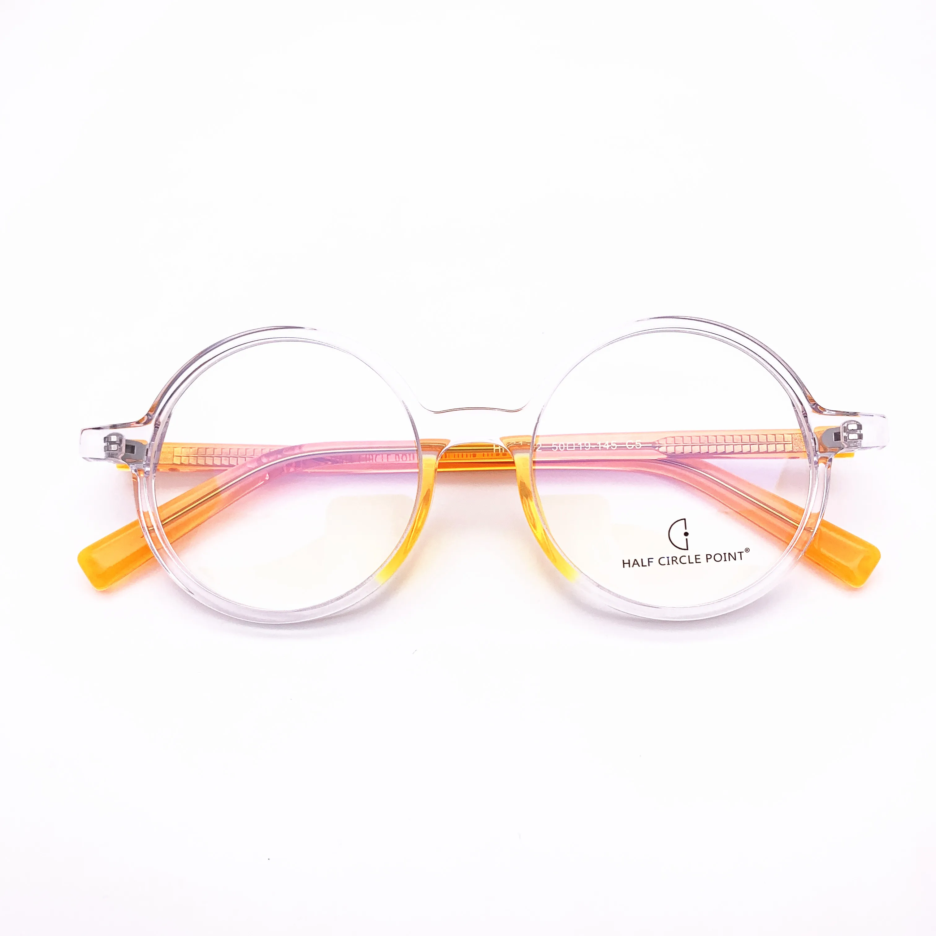 Belight Optical  Fancy Vintage Retro Acetate Big Round  Shape Transparent Grey Design Spectacle Frame Precription Lens HP217-2