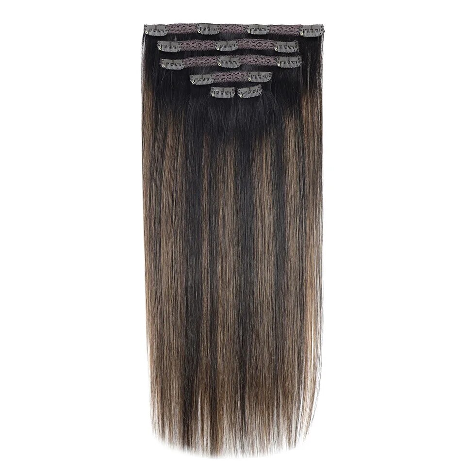 BHF Clip in Human Hair Extensions Remy Natural Hair Clip in Extensions Highlighted Golden Blonde Straight Human Hair Extensions