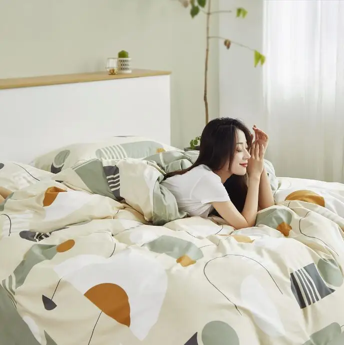 Instagram style pure cotton printed home bedding student dormitory bed sheets duvet covers four piece set