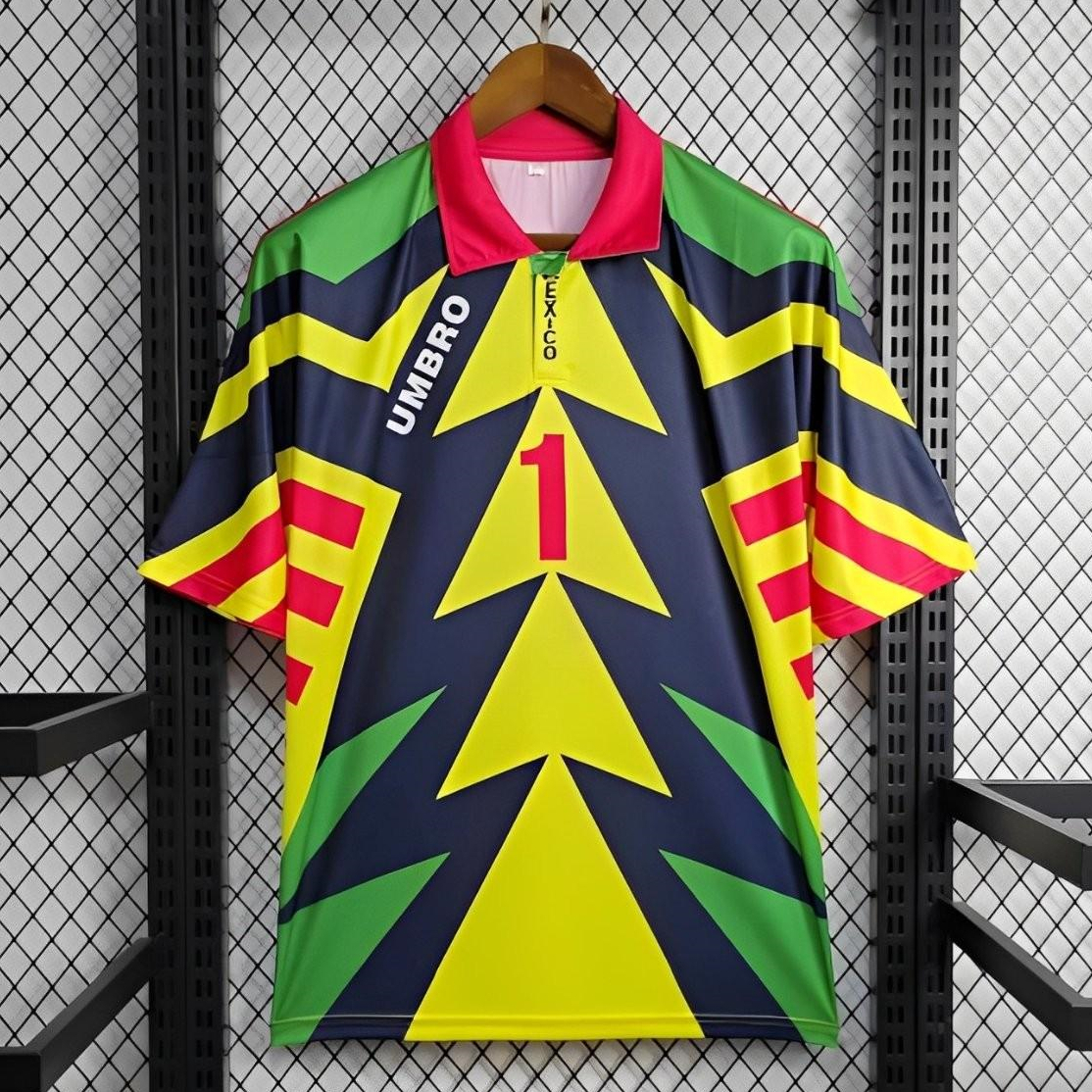 Retro Mexico 1994 Goalkeeper Red Yellow Jersey111