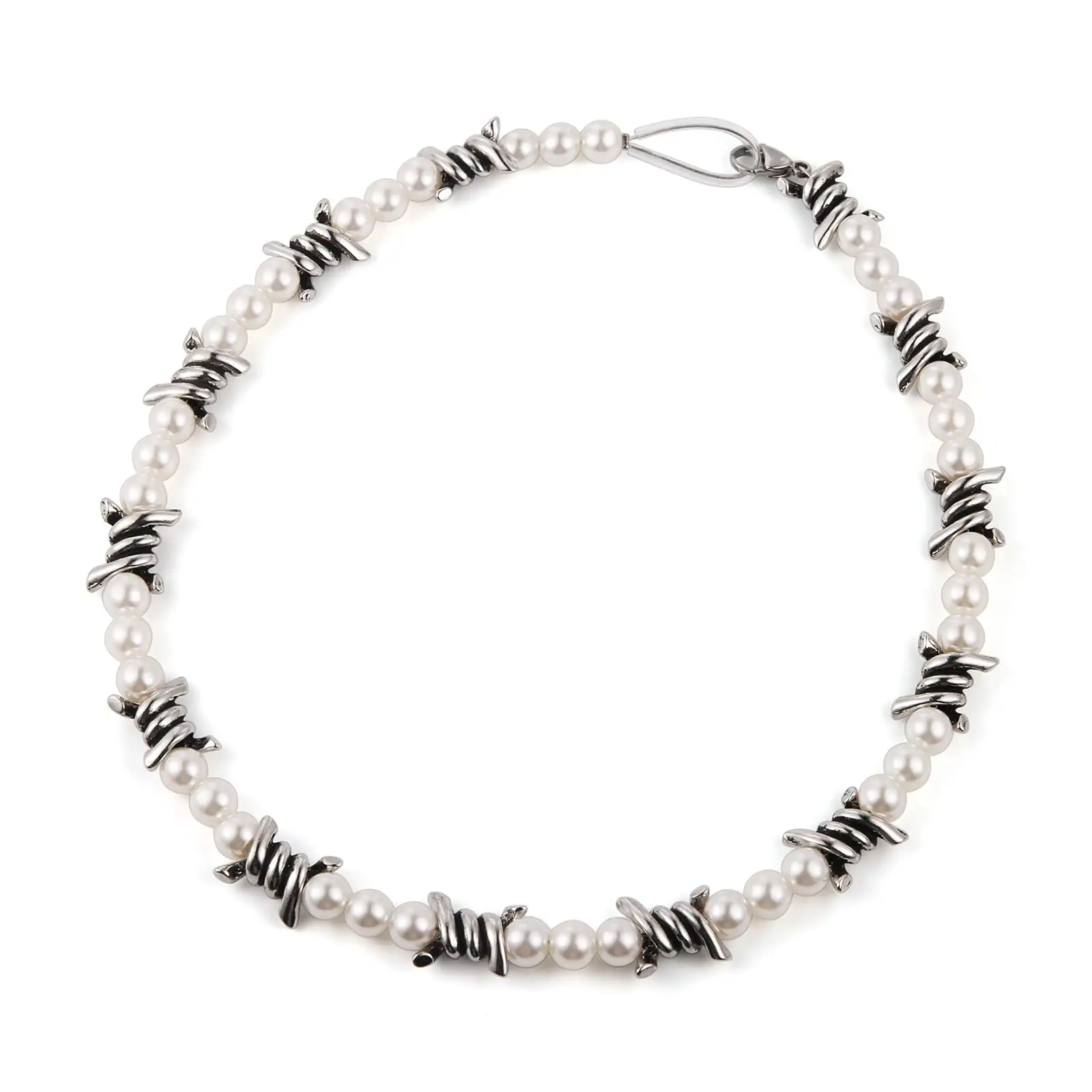 HZMAN 20In Stainless Steel Punk Gothic Bicycle Alloy Barbed Wire Necklace Around Neck for Men Women Charm Jewelry Gift Choker