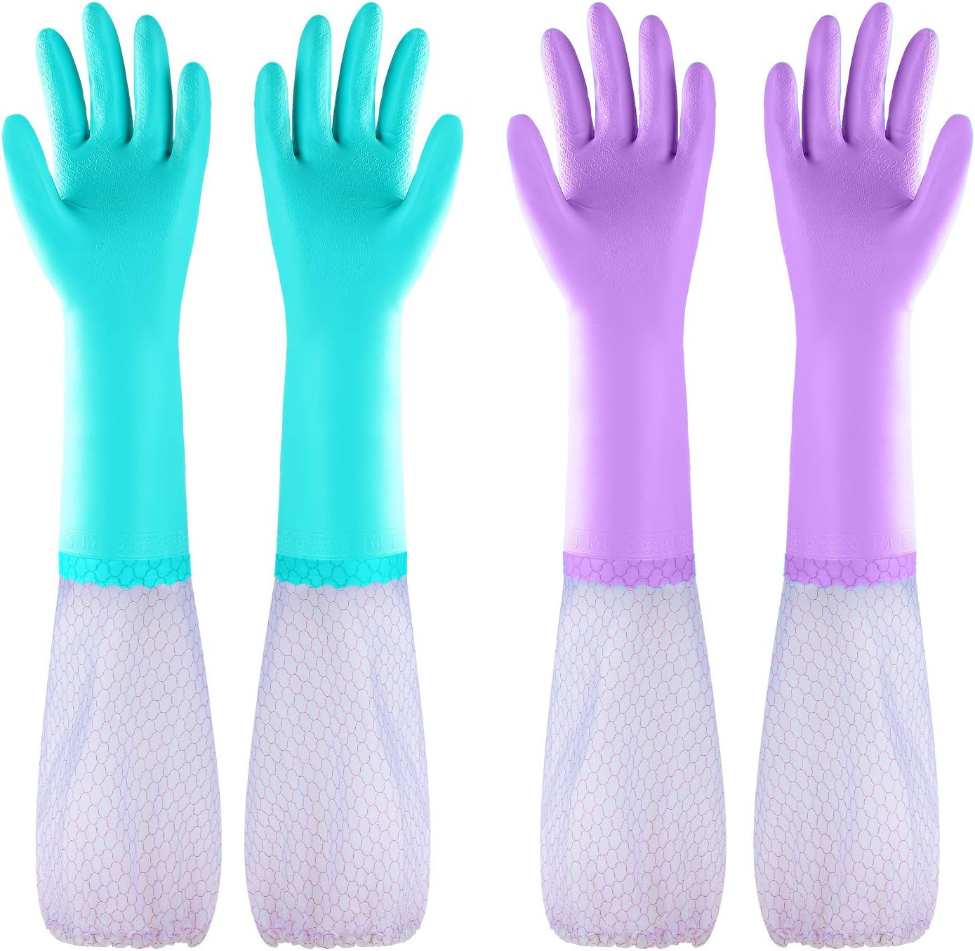 Elgood Reusable Dishwashing Cleaning Gloves with Latex free, Cotton lining,Kitchen Gloves 2 Pairs,Purple+blue Medium111mysite