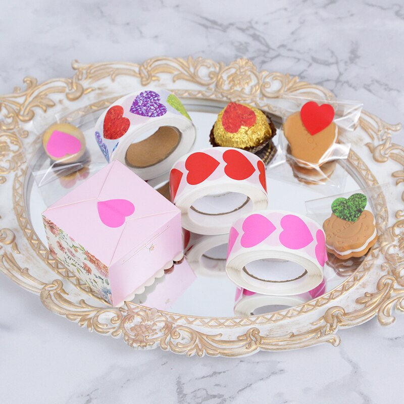 Heart Shaped Label Sticker Scrapbooking Valentine's Day Gift Packaging Seal Birthday Party Wedding Supply Stationery Sticker