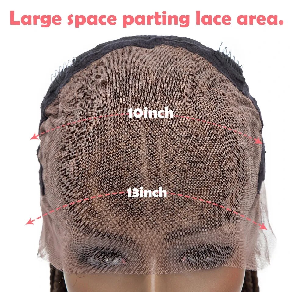 30inch Full Lace Box Braided Wigs for Black Women Glueless Braided Lace Front Wig with Baby Hair Synthetic Braiding Hair Wig