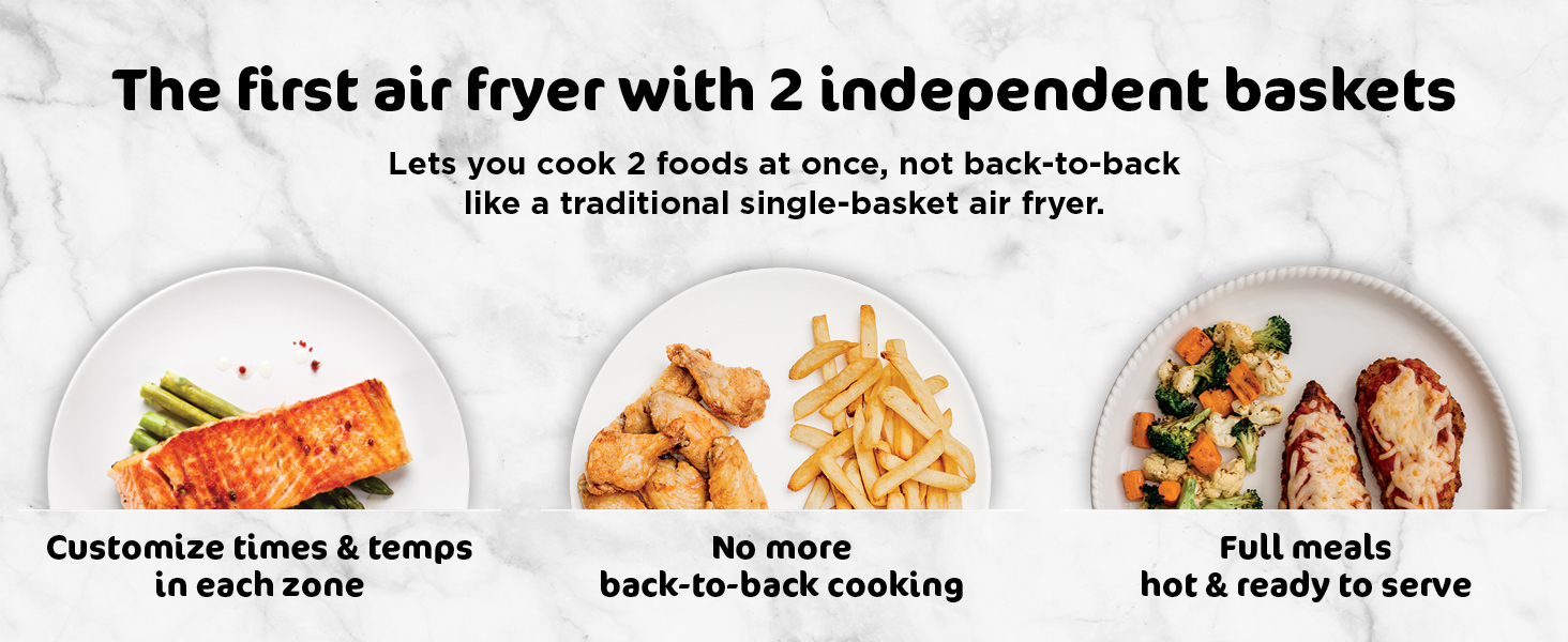 The first air fryer with 2 independent baskets