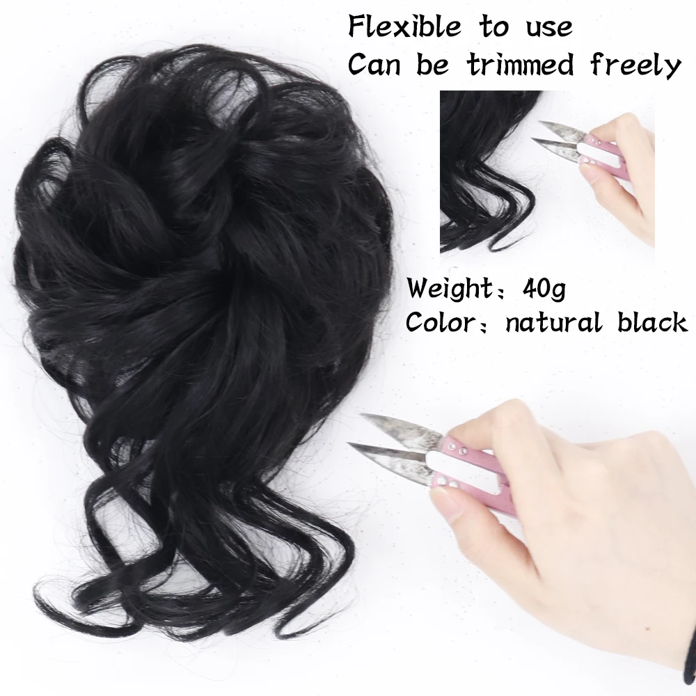 Synthetic Hair Bun Chignon Messy Curly Hair Band Elastic Scrunchy Hairpieces  Chignon Donut Updo Hair Pieces for Women