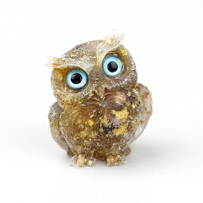 1PC Natural Crystal Stone Gravel Owl Animal Crafts Hand Made DIY Resin Table Decor Home Decor Collect Gifts Small Figurines