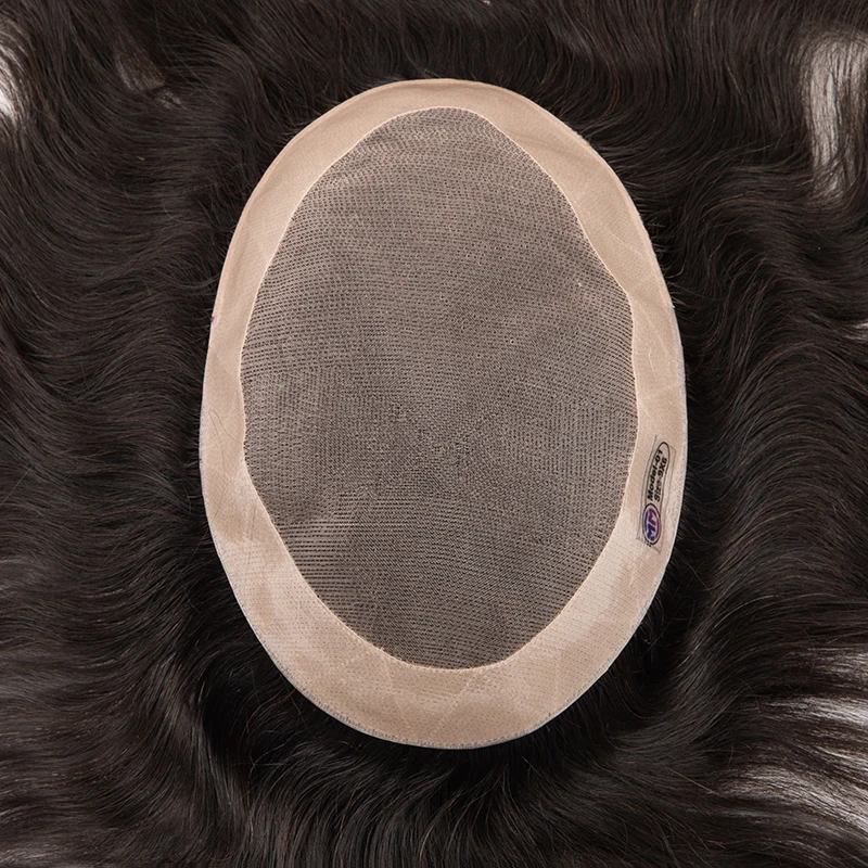 QHP Wigs Human Hair Toupee  Wig Men Fine Mono NPU Men's Capillary Prosthesis Durable Male Indian Hair Replacement System Natural