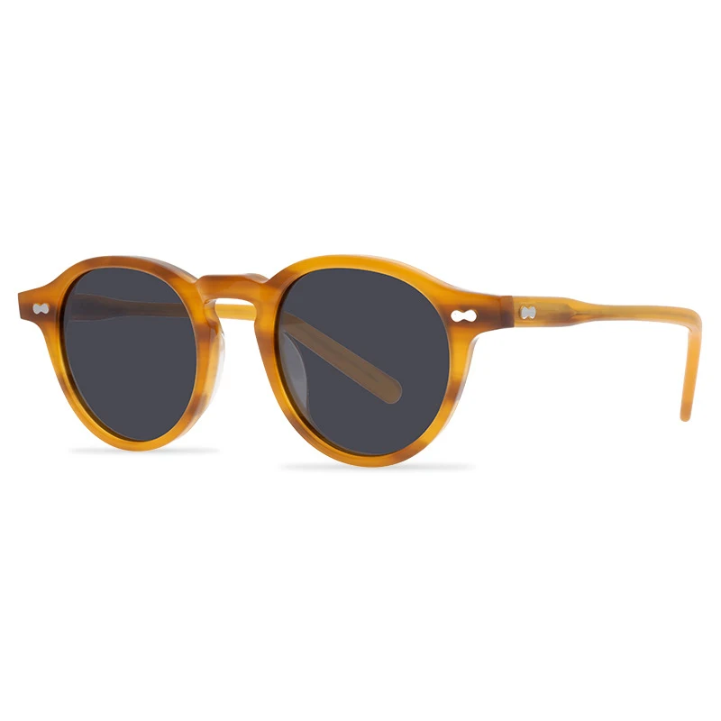 Belight Optical  Women Men UV400 Protection Round Shape Vintage Retro Acetate Rivet Trim  Sunglasses with Case Oculos MILTZEN