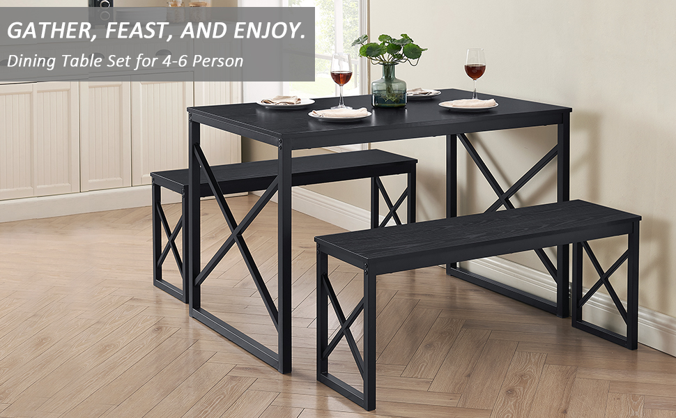 black dining table set