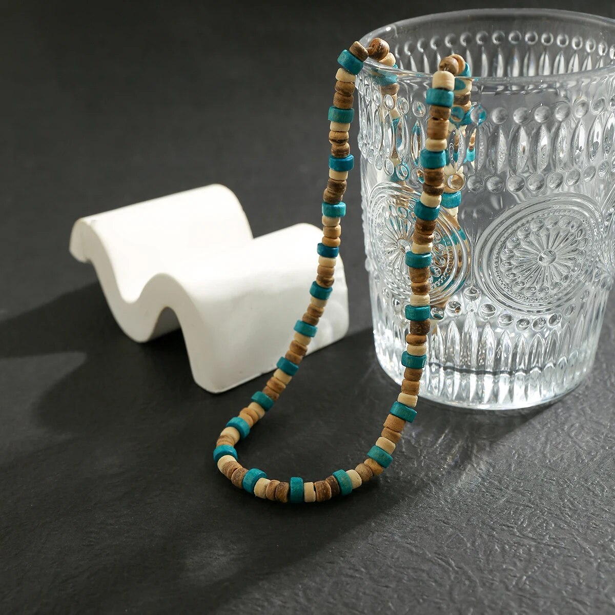 Trendy Small Wood Beads Necklace Men Vintage Short Beaded Chain Choker Necklaces 2023 Fashion Jewelry Collar on Neck Accessories