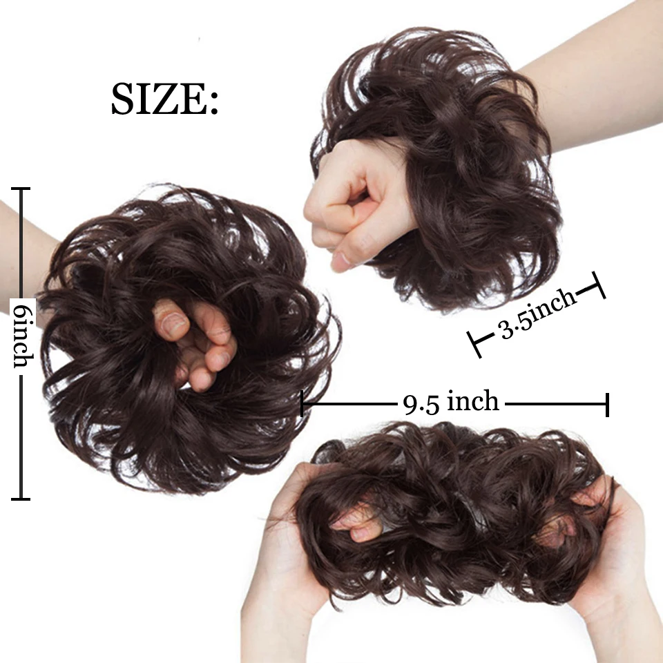 Synthetic Hair Bun Extensions Messy Curly Elastic Hair Scrunchies Hairpieces Synthetic Chignon Donut Updo Hair Pieces for Women