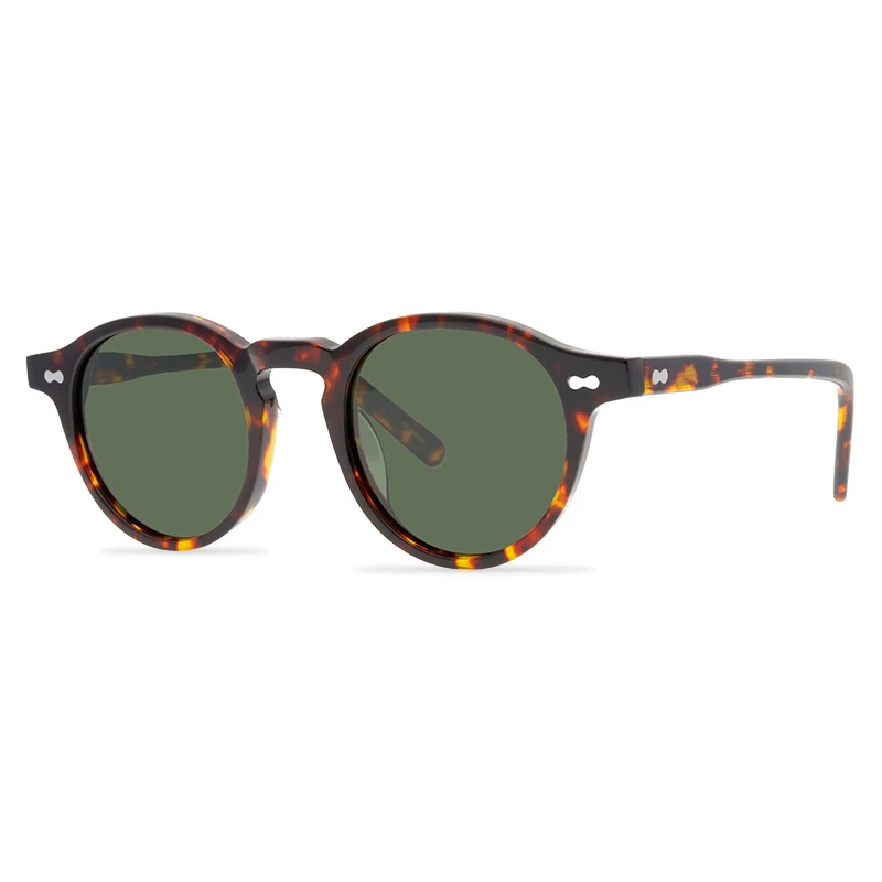 Belight Optical  Women Men UV400 Protection Round Shape Vintage Retro Acetate Rivet Trim  Sunglasses with Case Oculos MILTZEN