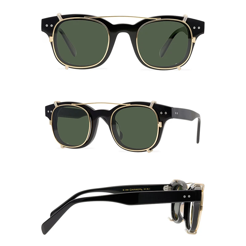 Belight Optical CELLULOSE Clip on Acetate Sunglasses Fashion Design Women Men UV400 Protection  with Case Oculos ADSR MA21004