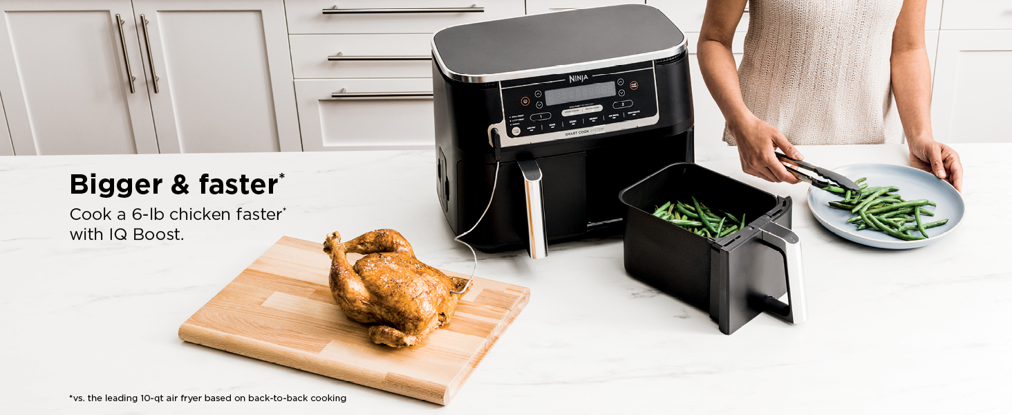 Bigger & faster* Cook a 6-lb chicken faster* with IQ Boost.