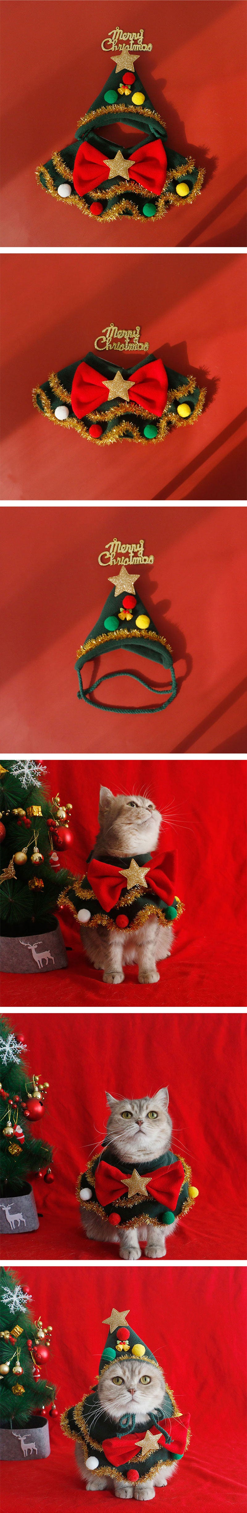 Christmas Cat Collar Clothes Cute Hat Bib