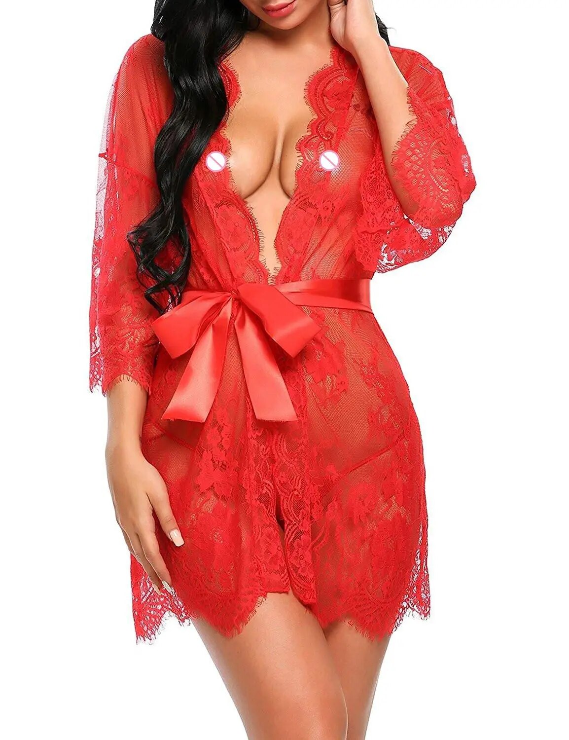 New Sexy Woman Plus Size Underwear Lace Ruffled Hollow Robe Babydoll Woman Underwear Pajamas Evening Dress Erotic Sex Clothes
